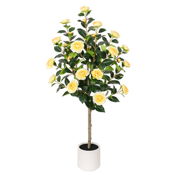 4ft Artificial Camellia Tree Yellow Flower