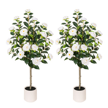 4ft Artificial Camellia Tree White Flower(2PCS)