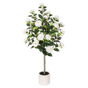 4ft Artificial Camellia Tree White Flower