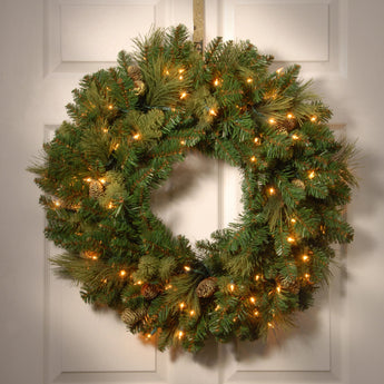 30 in. Pre-Lit Carolina Pine Wreath with Clear Lights