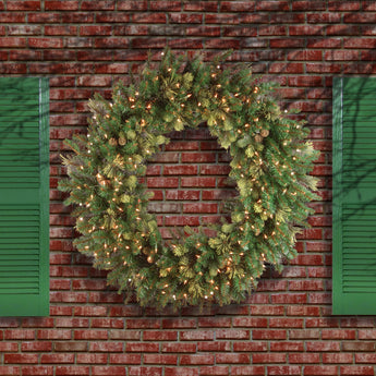 48 in. Pre-Lit Carolina Pine Wreath with Clear Lights