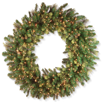 48 in. Pre-Lit Carolina Pine Wreath with Clear Lights