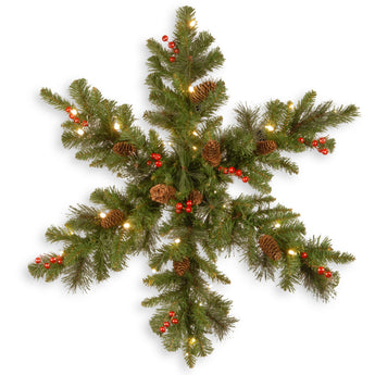 32 in. Pre-Lit Crestwood Spruce  Snowflake with Warm White LED Lights