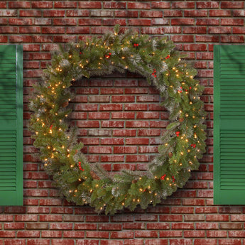 48 in.Pre-Lit Crestwood Spruce Wreath with Clear Lights