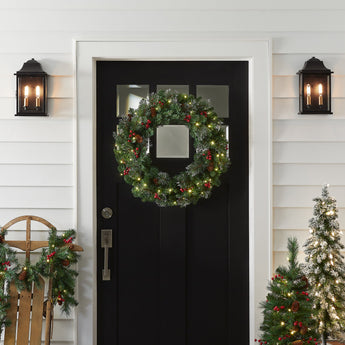 30 in. Pre-Lit Crestwood Spruce Wreath with Warm White LED Lights