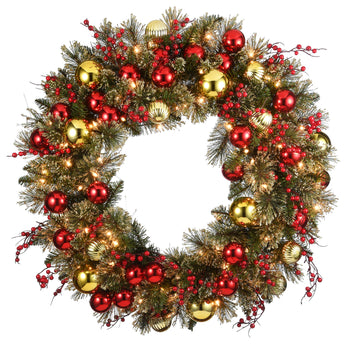 30 in. Pre-Lit Dakota Pine Wreath with Clear Lights