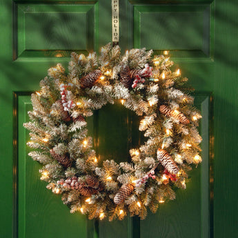 30 in. Pre-Lit Dunhill Fir Wreath with Clear Lights