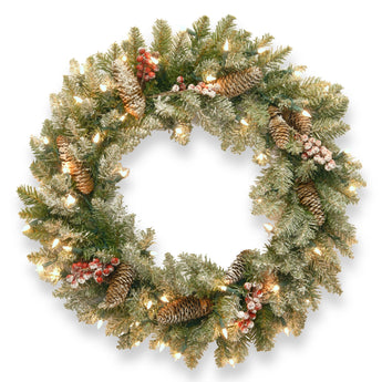 30 in. Pre-Lit Dunhill Fir Wreath with Clear Lights