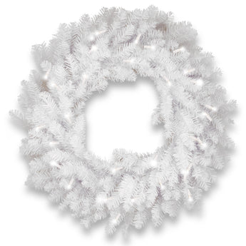 30 in. Pre-Lit Dunhill White Fir Wreath with Clear Lights