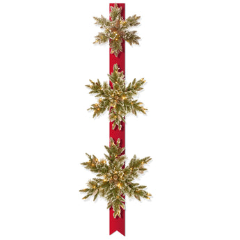 70 in. Pre-Lit Glittery Bristle Pine Snowflake with White Lights