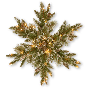 32 in. Pre-Lit Glittery Bristle Pine Snowflake with Clear Lights