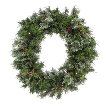 30 in. Pre-Lit Glistening Pine Wreath with LED Lights