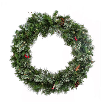 36 in. Pre-Lit Glistening Pine Wreath with LED Lights