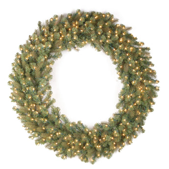 48 in.Pre-Lit Downswept Douglas Wreath with Warm White LED Lights