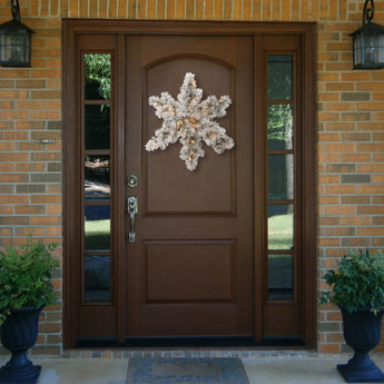 32 in. Pre-Lit Snowy Bristle Pine Snowflake with Warm White LED Lights