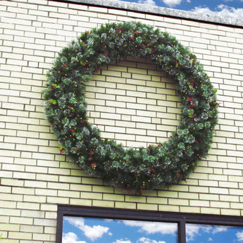 60 in. Pre-Lit Wintry Pine Wreath with Clear Lights